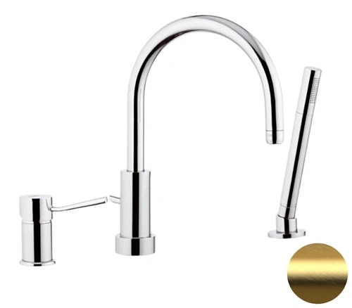 Смеситель на борт ванны Remer Minimal N072BG, золото брашированное Смеситель на борт ванны Remer Minimal N072BG, золото брашированное