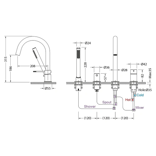 Смеситель на борт ванны Timo Saona 2320/16Y белый матовый Смеситель на борт ванны Timo Saona 2320/16Y белый матовый