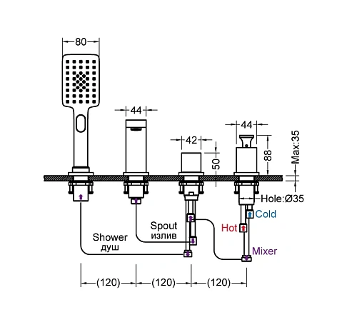 Смеситель на борт ванны Timo Torne 4330/03Y черный Смеситель на борт ванны Timo Torne 4330/03Y черный