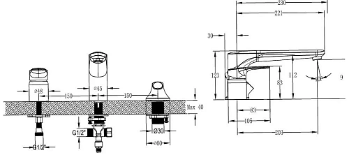 Смеситель на борт ванны Villeroy & Boch O.Novo Start TVT10500100061 без ручного душа Смеситель на борт ванны Villeroy & Boch O.Novo Start TVT10500100061 без ручного душа