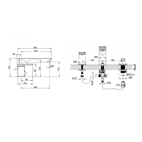 Смеситель на борт ванны Villeroy & Boch Subway 2.0 TVT10200100061 встраиваемый Смеситель на борт ванны Villeroy & Boch Subway 2.0 TVT10200100061 встраиваемый
