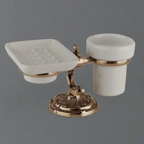 Стакан ART&MAX BAROCCO AM-1789-Br с мыльницей настольные, бронза Стакан ART&MAX BAROCCO AM-1789-Br с мыльницей настольные, бронза