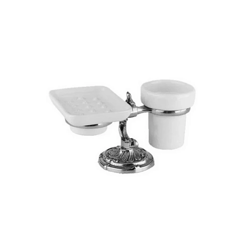 Стакан ART&MAX BAROCCO AM-1789-Cr с мыльницей настольные, хром Стакан ART&MAX BAROCCO AM-1789-Cr с мыльницей настольные, хром