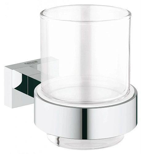 Стакан GROHE Essentials Cube, хром (40755001) с держателем Стакан GROHE Essentials Cube, хром (40755001) с держателем