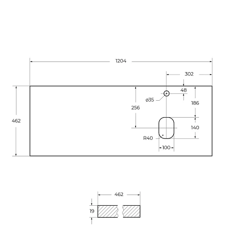 Столешница BelBagno EK-120-AS-BO-R Bianco Opaco 1204x462 Столешница BelBagno EK-120-AS-BO-R Bianco Opaco 1204x462