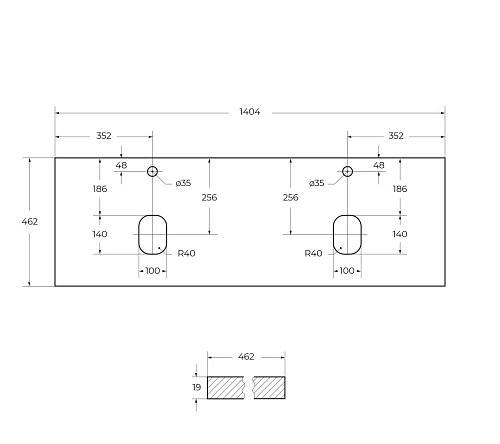 Столешница BelBagno EK-140-2-BL Bianco Lucido 1404x462 Столешница BelBagno EK-140-2-BL Bianco Lucido 1404x462