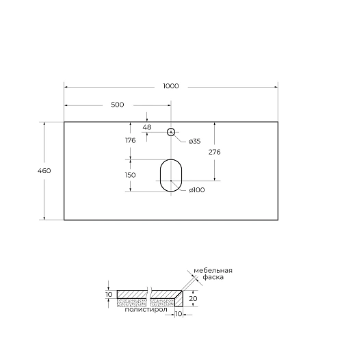 Столешница BelBagno KEP-100-MNO Marmo Nero Opaco 1000x460 керамогранит Столешница BelBagno KEP-100-MNO Marmo Nero Opaco 1000x460 керамогранит