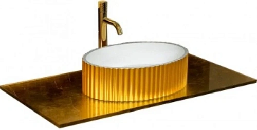 Столешница Boheme Lucido стекло 80 см прямая Поталь 853-080-Foil Столешница Boheme Lucido стекло 80 см прямая Поталь 853-080-Foil