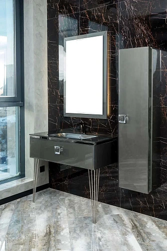 Столешница Boheme Lucido стекло 80см глянцевый графит 852-080-GR Столешница Boheme Lucido стекло 80см глянцевый графит 852-080-GR