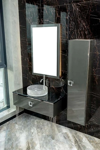 Столешница Boheme Lucido стекло 80см прямая глянцевый графит 853-080-GR Столешница Boheme Lucido стекло 80см прямая глянцевый графит 853-080-GR