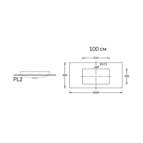 Столешница Kerama Marazzi 100 см Парнас пепельный лаппаированный PL2.VT280\100 Столешница Kerama Marazzi 100 см Парнас пепельный лаппаированный PL2.VT280\100