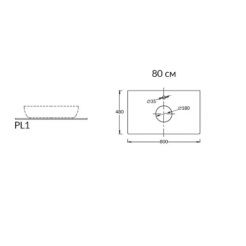 Столешница Kerama Marazzi Про Дабл 80, серое PL1.DD500600R\80 Столешница Kerama Marazzi Про Дабл 80, серое PL1.DD500600R\80