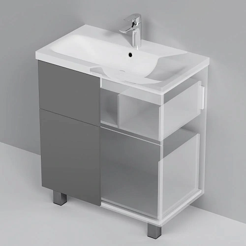 Тумба под раковину AM.PM Gem M90FSX07522GM32 напольная, 75 см push-to-open, графит матовый Тумба под раковину AM.PM Gem M90FSX07522GM32 напольная, 75 см push-to-open, графит матовый