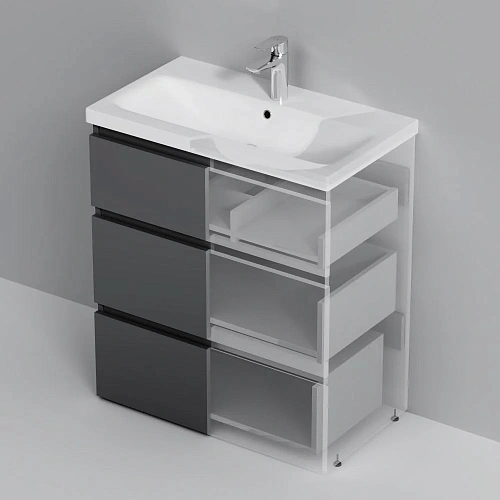 Тумба под раковину AM.PM Gem S M91FSX0752GM S, напольная, 75 см, графит матовый Тумба под раковину AM.PM Gem S M91FSX0752GM S, напольная, 75 см, графит матовый