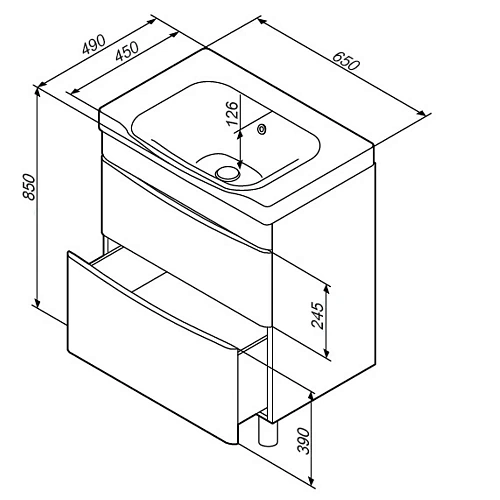 Тумба под раковину AM.PM Like M80FSX0652WG напольная, 65 см, белый Тумба под раковину AM.PM Like M80FSX0652WG напольная, 65 см, белый
