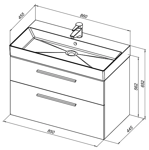 Тумба под раковину Aquanet Nova 85 белый глянец, 2 ящика 00249920 Тумба под раковину Aquanet Nova 85 белый глянец, 2 ящика 00249920