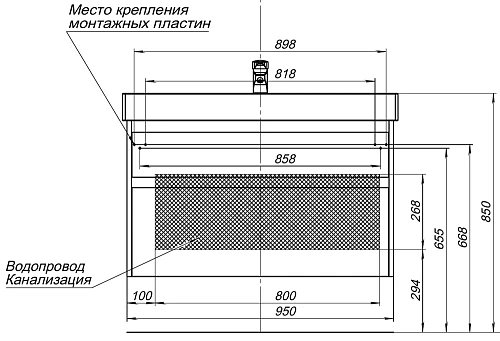 Тумба под раковину Aquanet Nova Lite 100 (SLIM SYNERGY) дуб рошелье, 2 ящика 00249941 Тумба под раковину Aquanet Nova Lite 100 (SLIM SYNERGY) дуб рошелье, 2 ящика 00249941