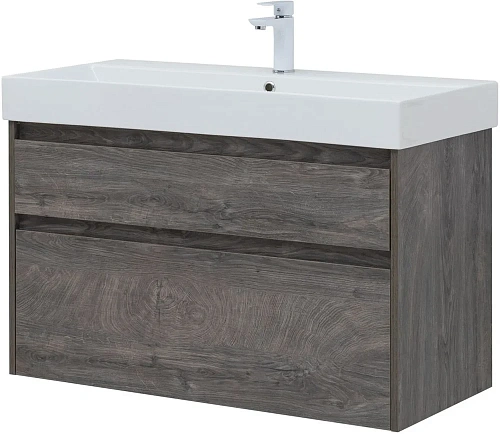 Тумба под раковину Aquanet Nova Lite 100 (SLIM SYNERGY) дуб рошелье, 2 ящика 00249941 Тумба под раковину Aquanet Nova Lite 100 (SLIM SYNERGY) дуб рошелье, 2 ящика 00249941