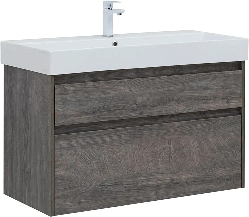 Тумба под раковину Aquanet Nova Lite 100 (SLIM SYNERGY) дуб рошелье, 2 ящика 00249941 Тумба под раковину Aquanet Nova Lite 100 (SLIM SYNERGY) дуб рошелье, 2 ящика 00249941