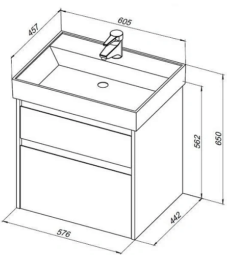 Тумба под раковину Aquanet Nova Lite 60 дуб шоколадный (2 ящика) 00287879 Тумба под раковину Aquanet Nova Lite 60 дуб шоколадный (2 ящика) 00287879