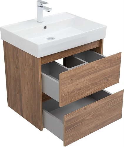 Тумба под раковину Aquanet Nova Lite 60 дуб шоколадный (2 ящика) 00287879 Тумба под раковину Aquanet Nova Lite 60 дуб шоколадный (2 ящика) 00287879