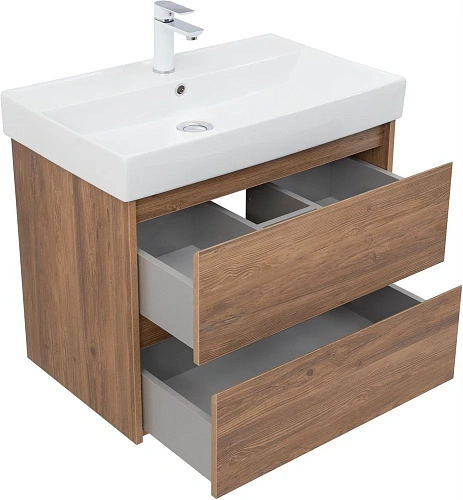Тумба под раковину Aquanet Nova Lite 75 дуб шоколадный (2 ящика) 00287880 Тумба под раковину Aquanet Nova Lite 75 дуб шоколадный (2 ящика) 00287880