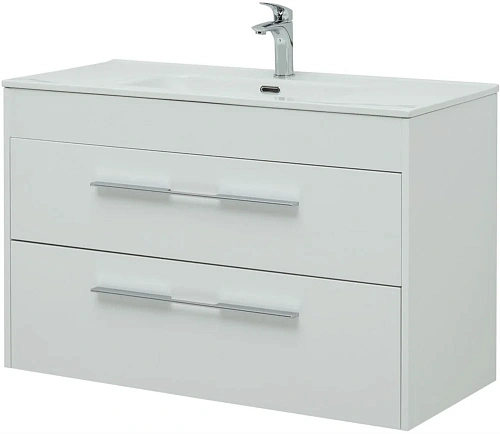 Тумба под раковину Aquanet Августа 100 белый (ручка хром) 00277509 Тумба под раковину Aquanet Августа 100 белый (ручка хром) 00277509