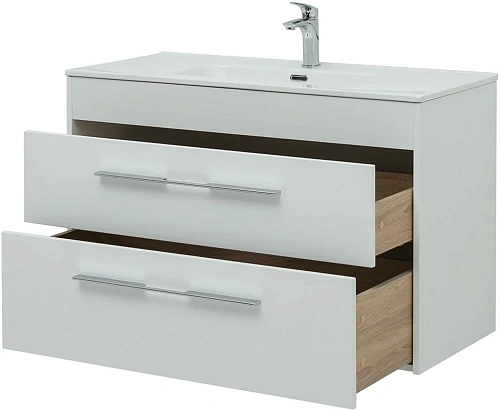 Тумба под раковину Aquanet Августа 100 белый (ручка хром) 00277509 Тумба под раковину Aquanet Августа 100 белый (ручка хром) 00277509