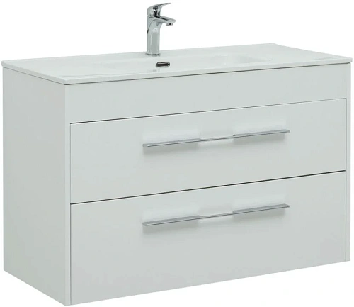 Тумба под раковину Aquanet Августа 100 белый (ручка хром) 00277509 Тумба под раковину Aquanet Августа 100 белый (ручка хром) 00277509