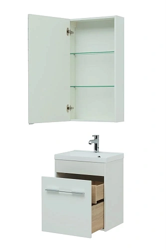 Тумба под раковину Aquanet Августа 50 белый (ручки хром) 00274140 Тумба под раковину Aquanet Августа 50 белый (ручки хром) 00274140