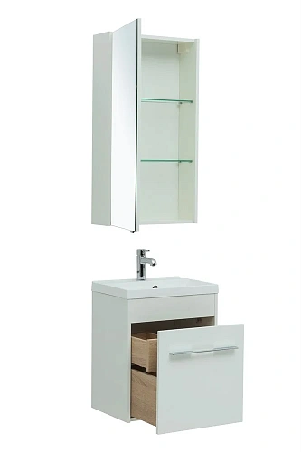 Тумба под раковину Aquanet Августа 50 белый (ручки хром) 00274140 Тумба под раковину Aquanet Августа 50 белый (ручки хром) 00274140