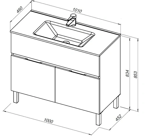 Тумба под раковину Aquanet Алвита New 100 1 ящик, 2 дверцы, антрацит 00277555 Тумба под раковину Aquanet Алвита New 100 1 ящик, 2 дверцы, антрацит 00277555