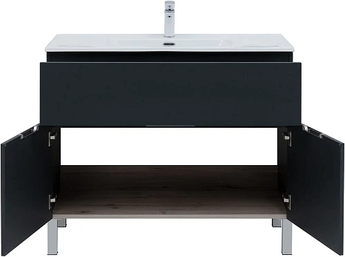 Тумба под раковину Aquanet Алвита New 100 1 ящик, 2 дверцы, антрацит 00277555 Тумба под раковину Aquanet Алвита New 100 1 ящик, 2 дверцы, антрацит 00277555