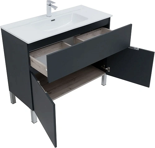 Тумба под раковину Aquanet Алвита New 100 1 ящик, 2 дверцы, антрацит 00277555 Тумба под раковину Aquanet Алвита New 100 1 ящик, 2 дверцы, антрацит 00277555