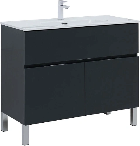 Тумба под раковину Aquanet Алвита New 100 1 ящик, 2 дверцы, антрацит 00277555 Тумба под раковину Aquanet Алвита New 100 1 ящик, 2 дверцы, антрацит 00277555