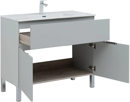 Тумба под раковину Aquanet Алвита New 100 1 ящик, 2 дверцы, серый 00277556 Тумба под раковину Aquanet Алвита New 100 1 ящик, 2 дверцы, серый 00277556