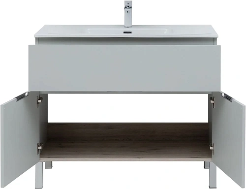 Тумба под раковину Aquanet Алвита New 100 1 ящик, 2 дверцы, серый 00277556 Тумба под раковину Aquanet Алвита New 100 1 ящик, 2 дверцы, серый 00277556