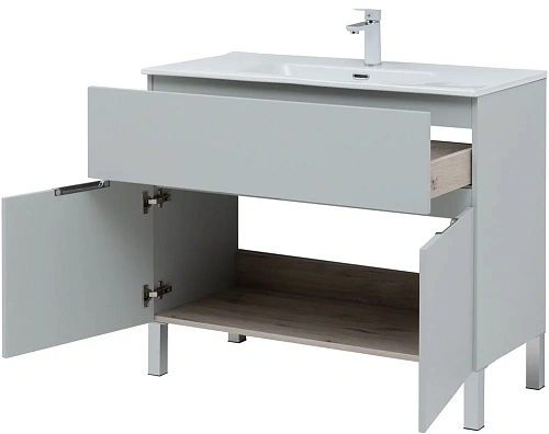 Тумба под раковину Aquanet Алвита New 100 1 ящик, 2 дверцы, серый 00277556 Тумба под раковину Aquanet Алвита New 100 1 ящик, 2 дверцы, серый 00277556