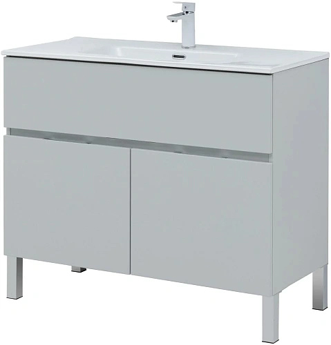 Тумба под раковину Aquanet Алвита New 100 1 ящик, 2 дверцы, серый 00277556 Тумба под раковину Aquanet Алвита New 100 1 ящик, 2 дверцы, серый 00277556