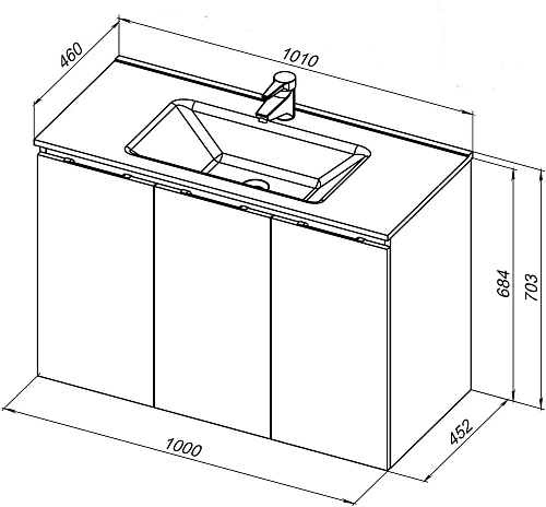 Тумба под раковину Aquanet Алвита New 100 3 дверцы, дуб веллингтон белый 00277533 Тумба под раковину Aquanet Алвита New 100 3 дверцы, дуб веллингтон белый 00277533