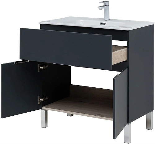 Тумба под раковину Aquanet Алвита New 80 1 ящик, 2 дверцы, антрацит 00277551 Тумба под раковину Aquanet Алвита New 80 1 ящик, 2 дверцы, антрацит 00277551