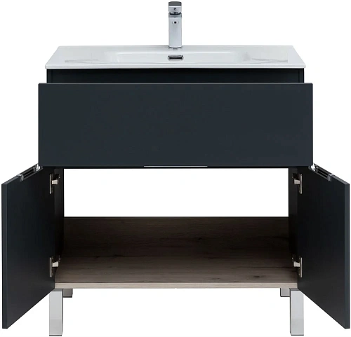 Тумба под раковину Aquanet Алвита New 80 1 ящик, 2 дверцы, антрацит 00277551 Тумба под раковину Aquanet Алвита New 80 1 ящик, 2 дверцы, антрацит 00277551
