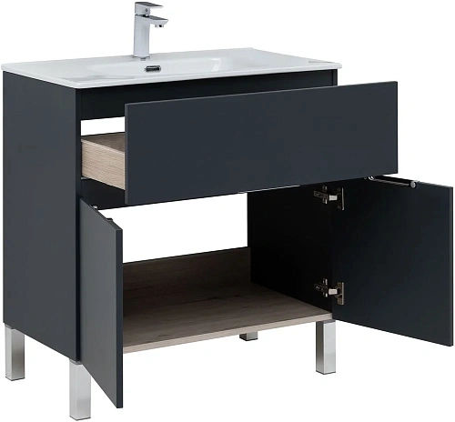 Тумба под раковину Aquanet Алвита New 80 1 ящик, 2 дверцы, антрацит 00277551 Тумба под раковину Aquanet Алвита New 80 1 ящик, 2 дверцы, антрацит 00277551