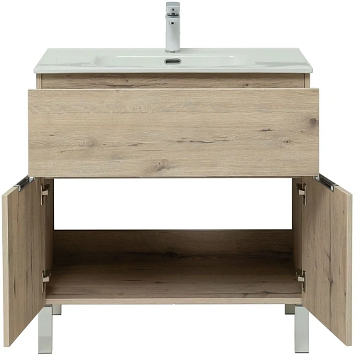Тумба под раковину Aquanet Алвита New 80 1 ящик, 2 дверцы, дуб веллингтон белый 00277553 Тумба под раковину Aquanet Алвита New 80 1 ящик, 2 дверцы, дуб веллингтон белый 00277553