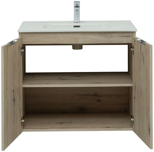 Тумба под раковину Aquanet Алвита New 80 2 дверцы, дуб веллингтон белый 00277529 Тумба под раковину Aquanet Алвита New 80 2 дверцы, дуб веллингтон белый 00277529