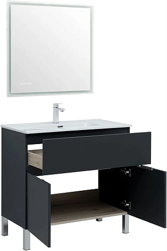 Тумба под раковину Aquanet Алвита new 90 1 ящик, 2 дверцы, антрацит 00303911 Тумба под раковину Aquanet Алвита new 90 1 ящик, 2 дверцы, антрацит 00303911