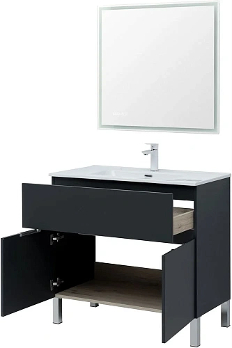 Тумба под раковину Aquanet Алвита new 90 1 ящик, 2 дверцы, антрацит 00303911 Тумба под раковину Aquanet Алвита new 90 1 ящик, 2 дверцы, антрацит 00303911