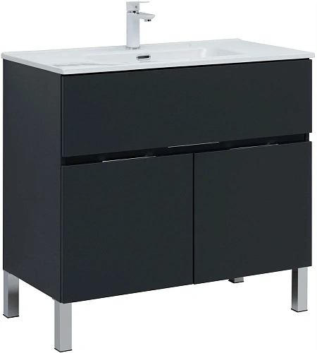 Тумба под раковину Aquanet Алвита new 90 1 ящик, 2 дверцы, антрацит 00303911 Тумба под раковину Aquanet Алвита new 90 1 ящик, 2 дверцы, антрацит 00303911