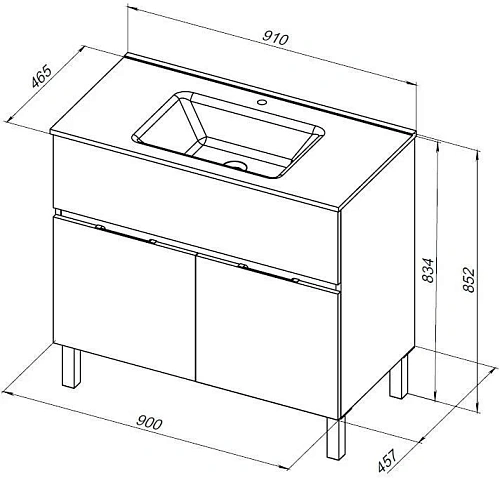 Тумба под раковину Aquanet Алвита New 90 1 ящик, 2 дверцы, дуб веллингтон белый 00303912 Тумба под раковину Aquanet Алвита New 90 1 ящик, 2 дверцы, дуб веллингтон белый 00303912