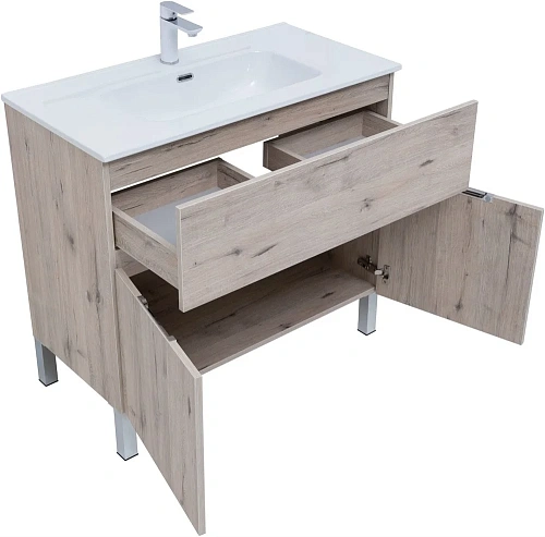 Тумба под раковину Aquanet Алвита New 90 1 ящик, 2 дверцы, дуб веллингтон белый 00303912 Тумба под раковину Aquanet Алвита New 90 1 ящик, 2 дверцы, дуб веллингтон белый 00303912